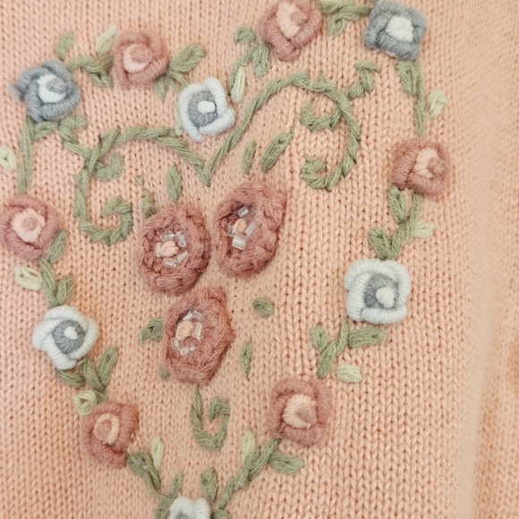 Vintage Alfred Dunner Patchwork Floral Embroidery Cardigan Sweater Cottagecore - Picture 5 of 12